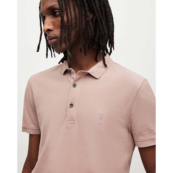 Allsaints Australia Mens Reform Short Sleeve Polo Shirt Ash Pink AU46-586